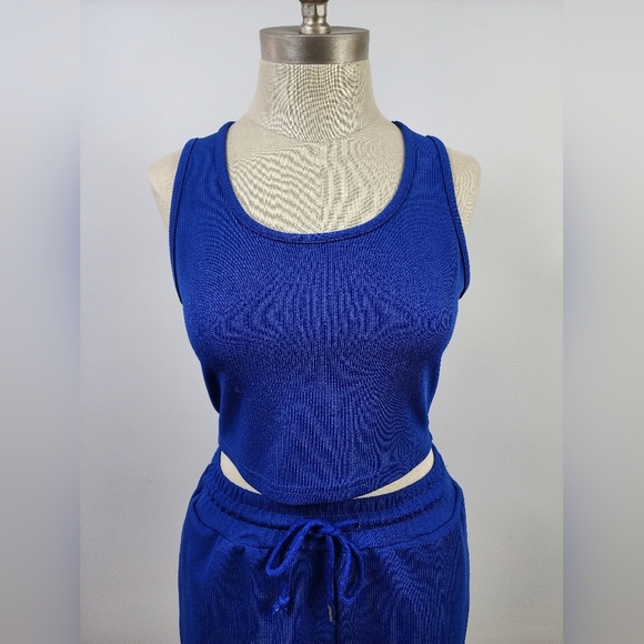 Shein Blue Knit Tank Top and Shorts Set, Size Medium - Picture 2 of 13